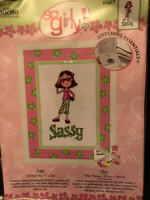 Bucilla Counted Cross Stitch Kit So Girly SASSY! Cute Project!  4x7.75'' New!