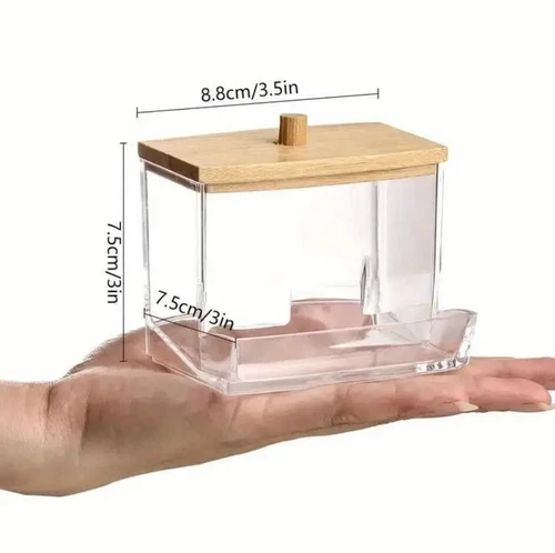 Cotton Bud Holder Storage Organiser Cotton Swab Dispenser Container with Lid UK - Picture 2 of 7