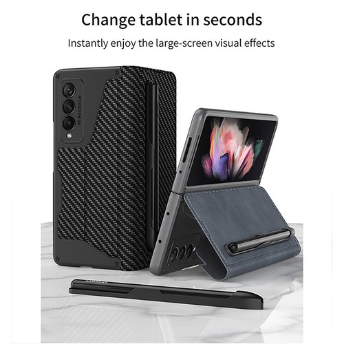 Phone Case Pen Slot Leather Clamshell Shell Protection Cover For Samsung Fold 3 - Picture 6 of 17