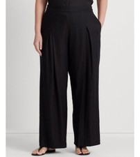 New RALPH LAUREN 18W BLACK HIGH RISE Wide Leg LINEN Pants
