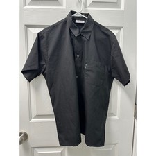Chef Works Mens Black Short Sleeve Button Up Chef Shirt Medium Fork Detail