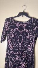 Connected Apparel Women's Navy Faux Wrap Dress Size 12, Stretch, Short Sleeve