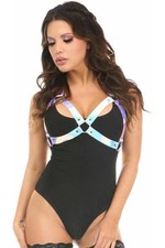 Blue Purple Holo Halter Bra Body Harness O-ring Club Rave Festival Cosplay Fairy