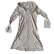 Lanvies Womens Taupe Cowl Neck Long Sleeve Viscose Knit Sweater Dress Tunic L
