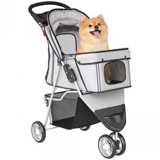 Image of PawHut Pet Stroller Pushchair Carrier for Cat Puppy with 3 Wheels Grey