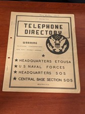 Vintage 1943 Military Phone Directory Headquarters ETOUSA US Naval Forces SOS