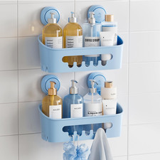Shower Caddy Suction Cup 2 Pack, Heavy Duty Bathroom Organizer, Removable Shelve