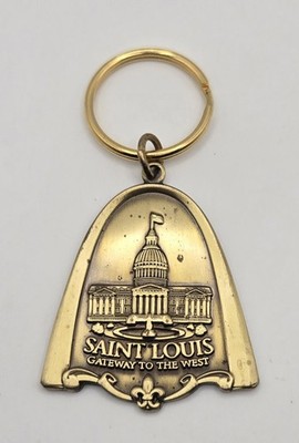 Vintage 1997 Saint Louis ''Gateway To The West'' Brass Souvenir Keychain w/Arch