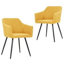 Dining Chair Set of 2 Yellow Fabric 100 polyester , metal