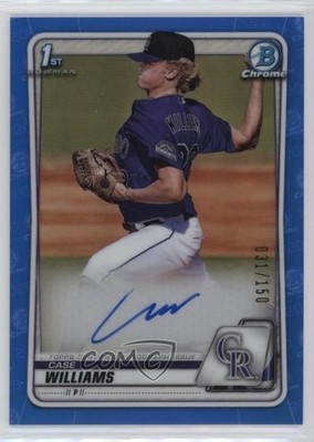 2020 Bowman Draft Chrome Picks Blue Refractor 31/150 Case Williams Auto 6tw
