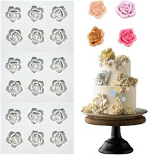 3PCS Rose Flower Silicone Mold, Mini Rose Fondant Chocolate Molds for Baking