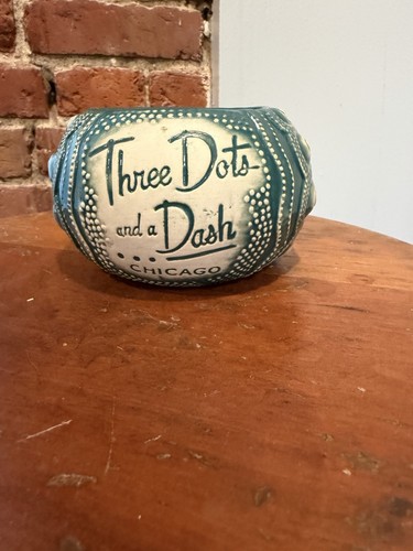 Three Dots And A Dash Tiki Bar Sea Urchin Tiki Mug Teal Green Chicago Tiki Farm