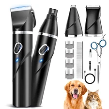 PAPMINI 4 in 1 Dog Grooming Kit for Thick Hair, 2000mAh Heavy Duty Dog Clippe...