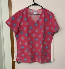 SB Scrubs Women's Pink Scrub Top With Elephant Design Size Large