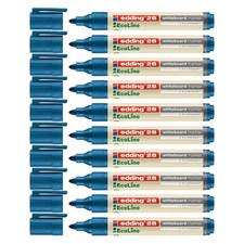 Image of edding 28 EcoLine Blue Whiteboard Markers with Bullet Tip - 10 Pack (4-28003)
