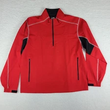 Foot Joy Sweater Mens Large Red Black Quarter Zip Performance FJ Tech Golf