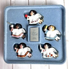 VTG Avon Peace on Earth Angels Ornament Collection 1983 Hand Painted Porcelain