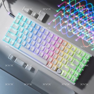 XVX Prism Shine Through PBT 142-Key Cherry White Keycap Set Profile Doubleshot
