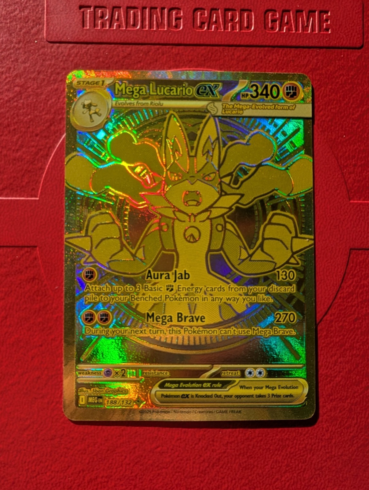 Pack Fresh Mega Lucario EX 188/132 Mega Evolution Hyper Rare Gold Holo NM