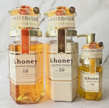  honey Deep Moist 3-Pcs Set Shampoo Treatment Hair Oil Japan Argan Oil US SELLER