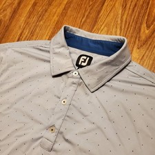 FootJoy Polo Golf Shirt Men Large Blue Polka Dot Performance Stretch