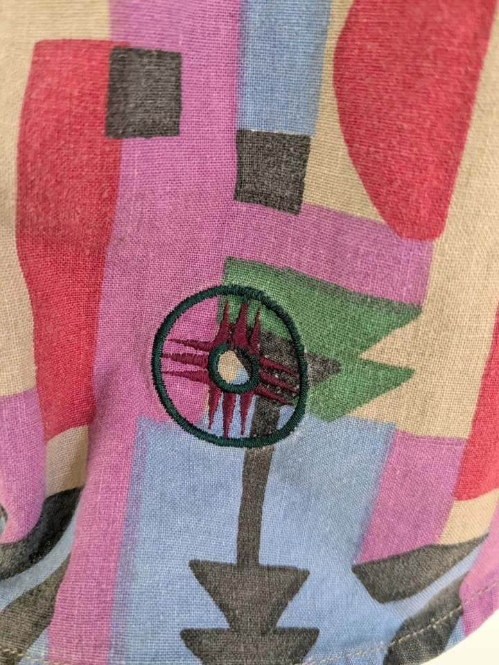 Rare 90s Jansport Mens S M Camp Shirt Tribal Aztec Colorful Button Up Cotton SS - Image 4 of 4