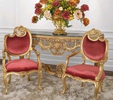 Pair of French Rococo Mahogany Wood Fireside ...