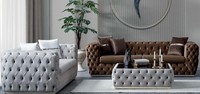 Wohnzimmer Set 3-Sitzer-Sofa Couchtisch Stil Modern Farbe Braun Neu