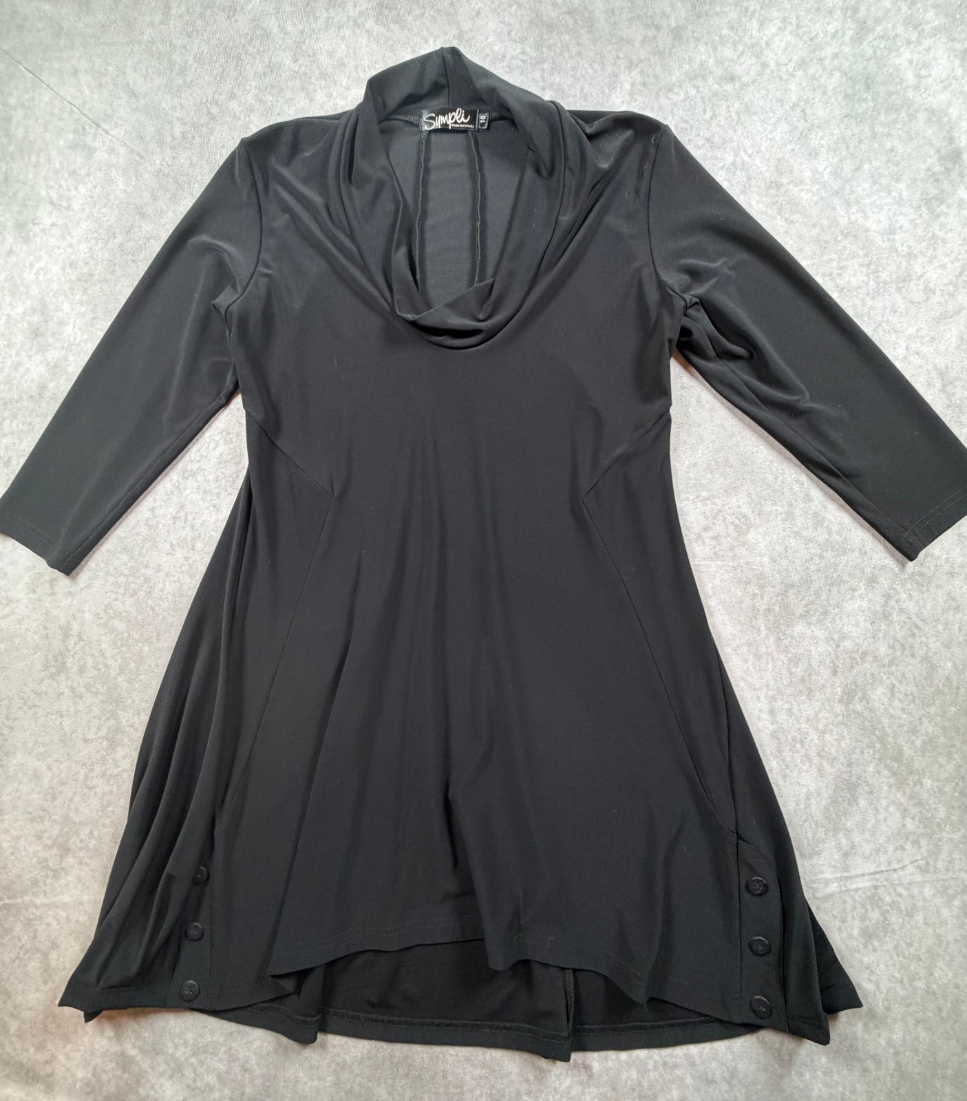 Sympli Women’s Black Cowl Neck Tunic Dress 3/4 Sleeve Size 10 Canada