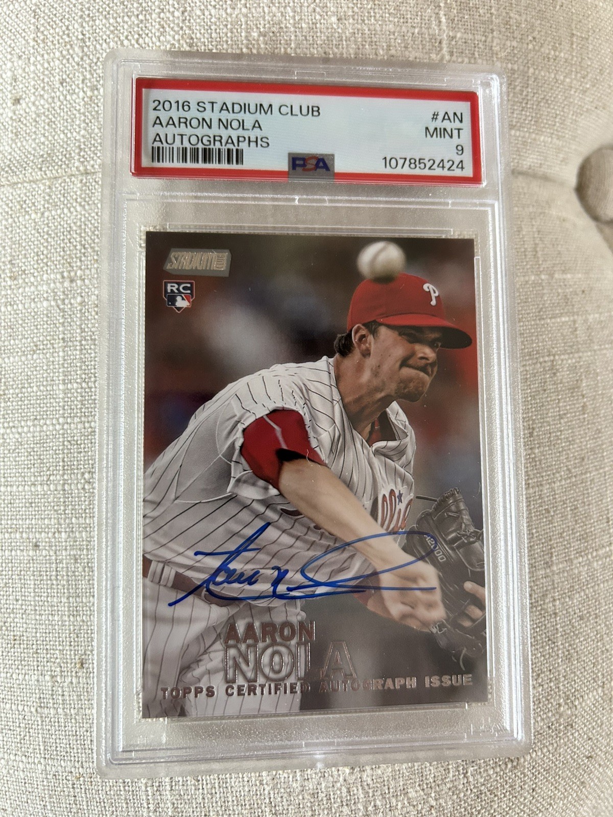 2016 Topps Stadium Club Autographs #AN Aaron Nola PSA 9 RC Rookie