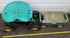Garden Trolley Cart Heavy Duty Steel, Swivel Seat, Air Tyres & Container Trailer