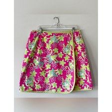 Vintage Lilly Pulitzer Reverse Wrap Skirt Rock A Hula Monkey Print Size 12