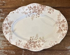 Vintage Brown Transferware White Ironstone Pl...