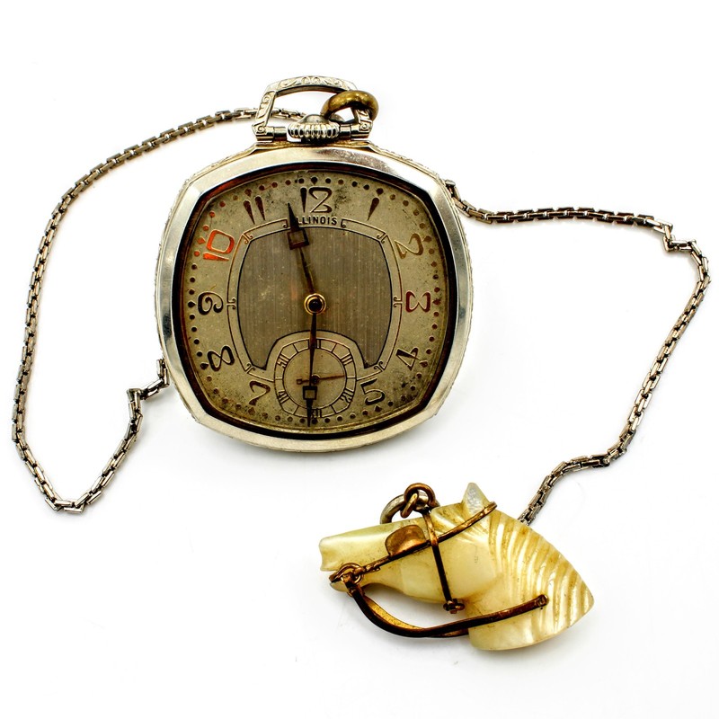 Rare 1927 Art Deco Illinois 12S 17J Marquis Autocrat 43mm Pocket Watch #WB5323-3