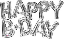 Anagram 30" Silver Happy Birthday Phrase Air-Fill Foil Balloon - Party Decor