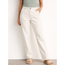 Lands' End Woman's White Cotton Classic Chinos Pants Size 12 NWT