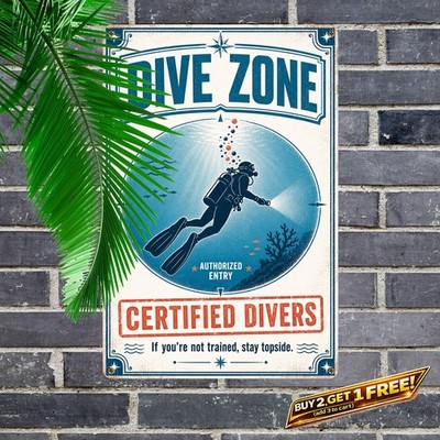 Reserved For Scuba Divers Novelty Metal Tin Sign Nautical Home Wall Art