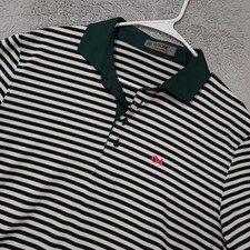 G Fore Polo Shirt Mens Large Striped Golf Green Black G4 Logo Performance Golf L