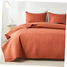  Queen Quilt Bedding Set,Ultrasonic Full/Queen Full/Queen(90"x96") Burnt Orange