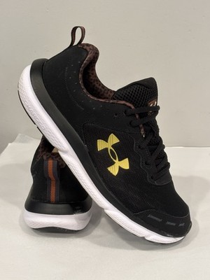 Under Armour Charged Assert 10 Black W Gold UA. Leopard Print. 2023. Size11  EUC