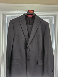 Tino Cosma Italy Men's Gray Wool 2-Piece Suit 46R 2-Button Notch Lapel