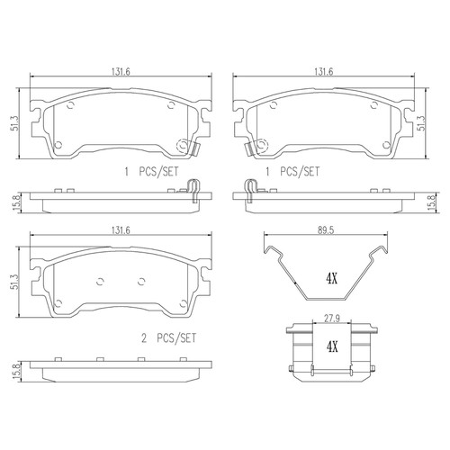 Kit de pastillas de freno delanteras cerámicas Brembo P49023N para sonda 1989-97 / 94-02 Mazda 626 - Imagen 2 de 13