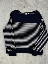 GAP Navy & White Striped Jumper Size L Cotton Blend Long Sleeve Knit