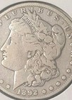 1892-CC Morgan Silver Dollar, Scarce Date! Fine/VF Condition, Richly Toned Rev — photo 3