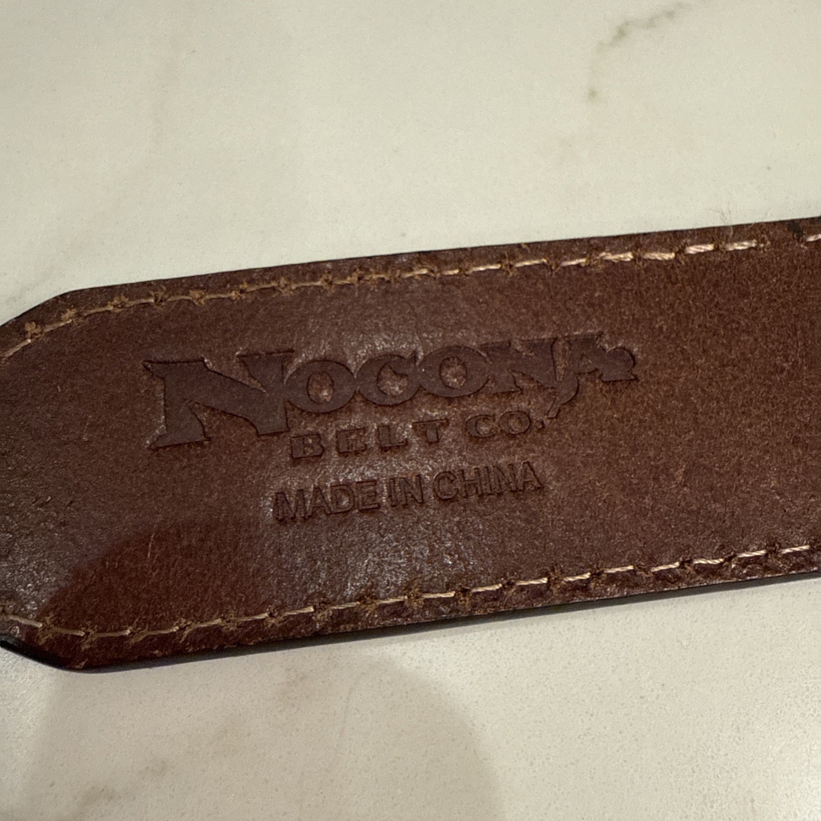 Nocona Belt Co Men's Tooled Western Belt- Size 34 -Brown/Black w/ Silver Buckle