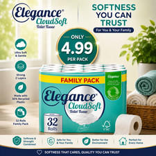 Elegance CloudSoft Toilet Tissue 2 Ply 32 Rolls - CHEAPEST TOILET TISSUES EVER