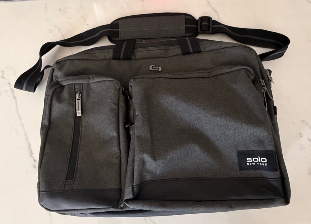 Briefcase Black Gray Hybrid Work Bag
