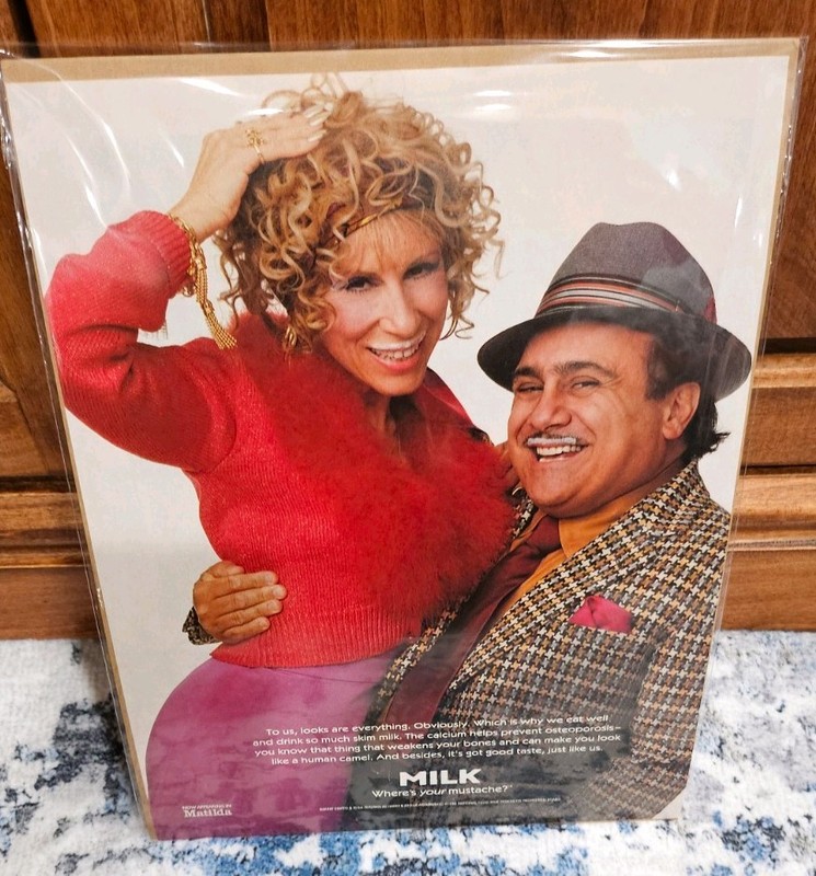 1996 Matilda Got Milk Ad Danny Devito Rhea Perlman Milk Mustache 8x10 Sleeved