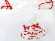 RETAIL COACH WHITE/ RED SATEEN Drawstring Storage Dust Bag Sized 19 x 23.5 "