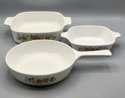 Corning Ware ''Spice O' Life'' 1 Qt & 1 3/4 Cup Casserole Dish & 6.5'' Skillet